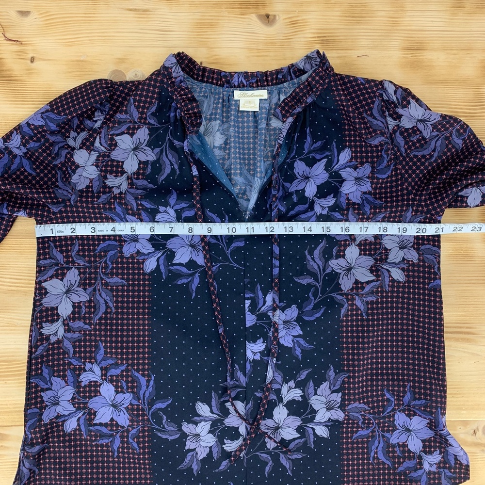 Shoshanna Mixed Floral Print Chiffon Ruffle Tie Neck 3/4 Sleeve Blouse S… - Picture 11 of 13